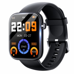 スマートウォッチ Bluetooth5.0 1.85インチHD大画面 音楽再生 腕時計 歩数計 活動量計 スポーツウォッチ GPSライニング 文字盤自由設 ア