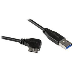 StarTech.com USB 3.0 Micro-B スリムケーブル 1m オス/オス L型右向きマイクロB(USB3AU1MRS) 目安在庫=△