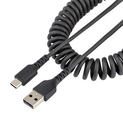 ＳｔａｒＴｅｃｈ．ｃｏｍ USBケーブル/A-C/50cm/USB 2.0/コイル状/高耐久アラミド/BK(R2ACC-50C-USB-CABLE) 目安在庫=○