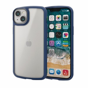 エレコム iPhone 14 Plus TOUGH SLIM LITE フレームカラー シルキークリア ネイビー(PM-A22BTSLFCSNV) メーカー在庫品