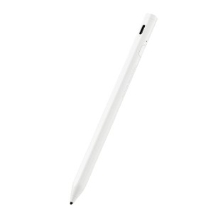 エレコム タッチペン スタイラスペン 充電式 USB Type-C 充電 磁気吸着 極細 樹脂 D型 ペン先交換可 ホワイト(P-TPACST03WH) メーカー在
