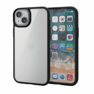 エレコム iPhone14 Plus ケース カバー ハイブリッド 360度全面保護 耐衝撃 衝撃吸収 軽量 薄型 背面クリア ブラック(PM-A22BTS3BK) メー