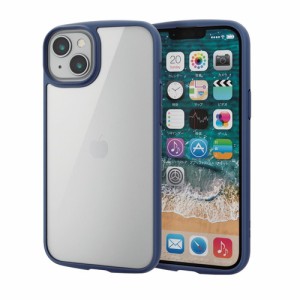 エレコム iPhone 14 Plus TOUGH SLIM LITE フレームカラー 背面ガラス ネイビー(PM-A22BTSLFCGNV) メーカー在庫品