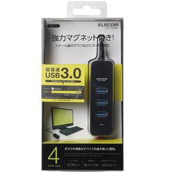 エレコム USB3.0HUB マグネット バスパワー 4ポート ブラック U3H-T405BBK メーカー在庫品