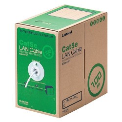 エレコム RoHS対応LANケーブル CAT5E 100m ホワイト 簡易パッケージ(LD-CT2/WH100/RS) メーカー在庫品