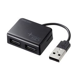 サンワサプライ カードリーダー付きUSB2.0ハブ(ブラック) USB-2HC319BK 目安在庫=○