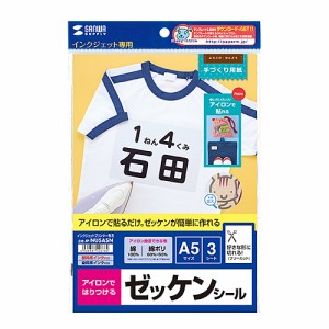 サンワサプライ インクジェット用アイロンで貼るゼッケンシール(JP-NU5A5N) メーカー在庫品