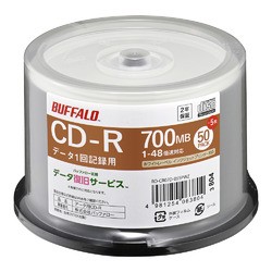 バッファロー 光学メディア CD-R PCデータ用 法人チャネル向け 50枚+5枚(RO-CR07D-055PWZ) 目安在庫=△