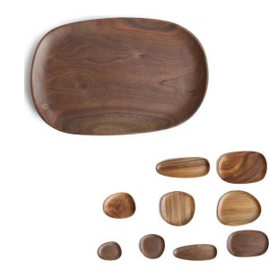 木製トレイ ラウンドプレート お皿 丸形 木の食器  ブラウン アカシア  天然木 割れにくい 軽量 木製 食器