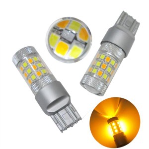 新型 2チップ 42LED  T20 7443ダブル球 2色 ウインカーポジションSamsung 2835smd 内蔵 LED ツインカラー バルブ ■ 2色発光 ホワイト(白