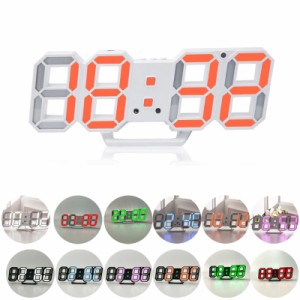 目覚まし時計　LEDデジタル時計 3Dデザイン アラーム機能付き 置き時計 壁掛け時計 明るさ調整  デジタル時計