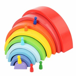 積み木 9層 虹の積み木 木製 おもちゃ 知育玩具 積み木 虹色トンネル アーチレインボー インテリア 見立て遊び 虹 レインボー スタッキン