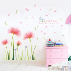 ウォールステッカー AB101　ガーデン　ピンク花　夢幻　癒す　DIY 壁紙　インテリアシート　剥がせる　送料無料