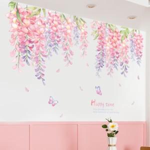 ウォールステッカー AC001　ガーデン　吊り葉　ピンク　藤の花　自然　DIY 壁紙　インテリアシート　剥がせる　送料無料