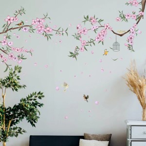 ウォールステッカー AED022　ピンク花　幸せツリー　癒す　DIY 壁紙　インテリアシート　剥がせるシール　送料無料