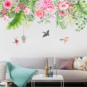 ウォールステッカー AFD009　ガーデン　ピンク花　鳥　癒す　DIY 壁紙　インテリアシート　剥がせるシール　送料無料
