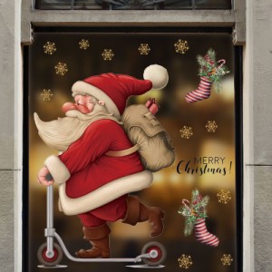ウォールステッカー ASD031　クリスマス　サンタクロースの遊び　DIY壁紙インテリア窓シート剥がせる　送料無料