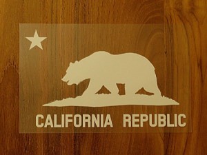 CALIFORNIA REPUBLIC 白 白星L ステッカー 車 かっこいい ブランド おしゃれ 切り文字 ウォールステッカー バイク 西海岸 熊 星 サーフィ
