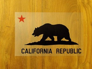 CALIFORNIA REPUBLIC 黒 赤星L ステッカー 車 かっこいい ブランド おしゃれ 切り文字 ウォールステッカー バイク 西海岸 熊 星 サーフィ