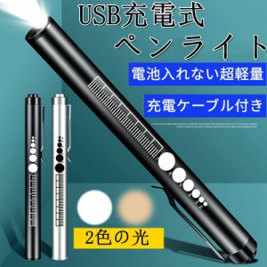 ペンライト led 充電式 USB充電 白色 暖色 瞳孔 懐中電灯 夜勤用 小型 看護師 介護