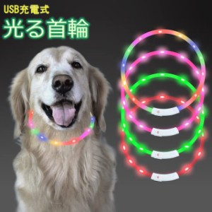 「即納」光る首輪 犬用 レインボー 発光首輪 充電式 usb充電式 装着簡単 柔らかい 軽量 サイズ調整可能 ペット 犬 猫 視認性 4モード