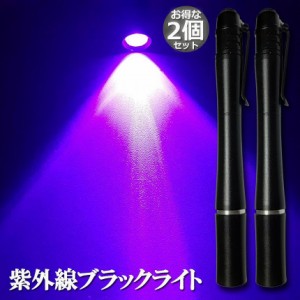 ブラックライト LEDライト 紫外線ライト 2本セット ミニ 小型 395nm UVライト ハンディUV懐中電灯 防水 レジン用硬化ライト 夜釣り ペッ