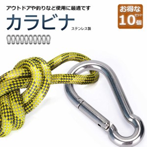 カラビナ 304ステンレス 10個セット スプリングフック アウトドア ステンレス製 旅行 用品 釣り トレッキング カラビナステンレス 軽量 