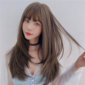 5色　65cm　ウィッグ　ストレート　ロング セミロング フルウィッグ  かつら 前髪 可愛い  耐熱ウィッグ コスチューム 仮装 自然  普段使