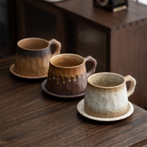コーヒーカップ カップ、ソーサーセット 6色 スプーン付き 上品カフェ風  手づくり 和食器 陶器 コーヒー カフェオレ 紅茶 和食 和風  退