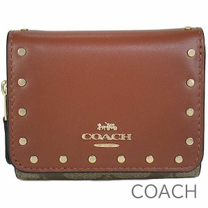 コーチ 三つ折り財布 COACH レディース シグネチャー レザー スタッズ