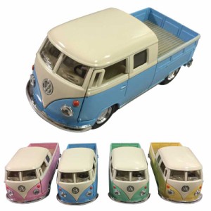 レトロ調フォルクスワーゲン ダイキャストミニカー おもちゃ インテリア 1963 VW Bus Double Cab Pickup Pastel Color 1 34 子供の日 ギ