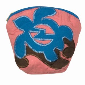 ハワイアンキルト Hawaiian Quilt ホヌ柄コインケース ピンク×ブルーホヌ 財布 小銭入れ 小物入れ がま口 海亀 ウミガメ カメ