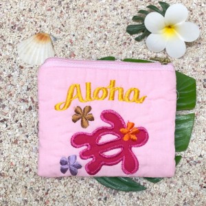 ハワイアンキルト Hawaiian Quilt ホヌ柄 スクエアコインケース インテリア小物