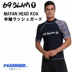  69slam メンズ ラッシュガード MAYAN HEAD KOA MRVMYN-BK メンズウェア 紫外線予防 UVカット UPF50 派手 ロックスラム 海水浴 大きいサ