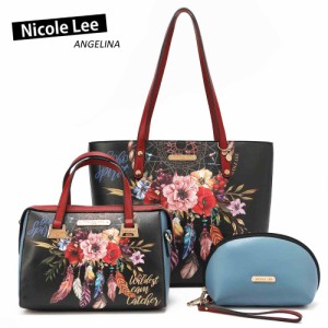 数量限定！NICOLE LEE ニコールリー SET16105 BOHEMIAN BLACK ドリームキャッチャー フラワー トートバッグ＋スモールハンドバッグ＋マル