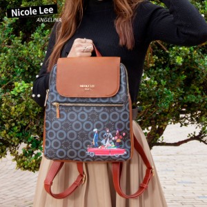 数量限定！NICOLE LEE ニコールリー SW16298 SMALL WORLD BLACK レディース モノグラム クラシカル リュック ビーガンレザー ヴィーガン 