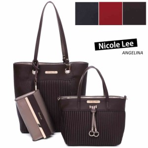 限定！ NICOLE LEE ニコールリー SET16038 レディース ３点セット トートバッグ スモールバッグ パスケース オリガミプリーツ ビーガンレ