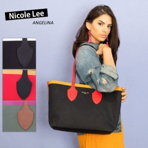 数量限定 NICOLE LEE ニコールリー CAN15157 クラシカル バイカラー リバーシブル キャンバストートバッグ ショルダーバッグ コットン ビ