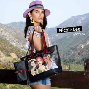 数量限定 NICOLE LEE ニコールリー SET15010 NEVER STOP DREAMING 黒 レディース バッグ ３点セット トートバッグ＋ショルダーバッグ＋パ
