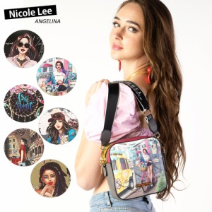 数量限定！NICOLE LEE ニコールリー PRT16290 レディース スクエア ショルダーバッグ ミニ ショルダー ビッグロゴ ジャガードロゴ 小さめ