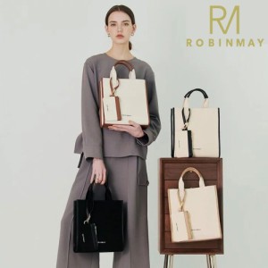 保証付 返品OK  正規品  2024 ROBINMAY ロビンメイ  WB037 Easy Note Handbag レディース バイカラー リネンハンドバッグ スクエア型 麻 