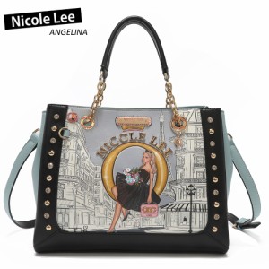 数量限定 NICOLE LEE ニコールリー DC16623 DREAMING THE CITY レディース ブルーグリーン チェーンショルダー ハンドバッグ ビーガンレ