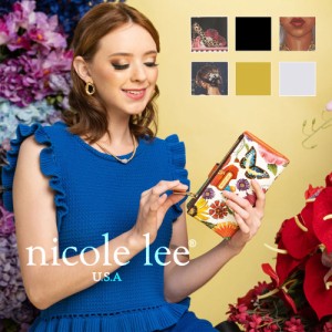 新作 AW NICOLE LEE ニコールリー PRT7455 レディース フラワー 長財布 花柄 ケース付 カードケース付き イラストプリント お札入れ ポー