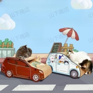 猫ハウス　猫小屋　SUV車形段ボール　こペット用品　猫おもちゃ　キャットダンボールハウス 猫用爪とぎ ペットハウス　爪とぎ兼ベッド 猫