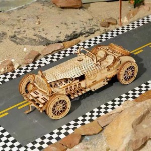 木製 立体パズル　3D 模型 ウッドパズル インテリア レースカー　木製パズル　大人　知育　ストレス解消　飾り品　暇潰し