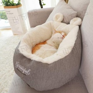 猫ベッド 猫の家 ペット用寝袋 イヌ　犬　ネコ　ペット　可愛い 耳 ふわふわ 暖かい 柔らかい 寝袋 冬用　キャットハウス ペットハウス　