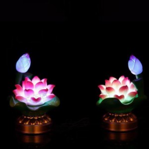 蓮花 蓮の花 仏花 造花 蓮 はすはな ロータス LED 7色変化 2WAY給電 ミニ仏壇　仏具 仏前 仏壇 法事 法要 お盆 命日 霊前灯 飾り 2個セッ