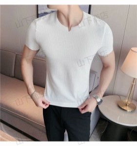 半袖Tシャツ メンズ サマーニット トップス カットソー カジュアル サマーセーター ニットTシャツ
