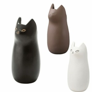 傘立て シンプル 玄関 スッキリ 収納 陶器 マット ねこ 猫 かわいい フラワーベース ポスター収納 室内 室外 ホワイト ブラック ブラウン