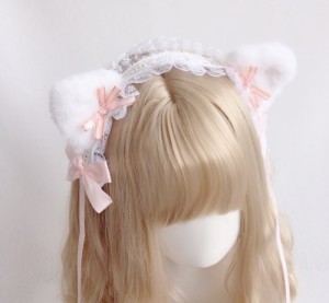 ねこ耳 ロリータ ヘッドドレス カチューシャ 髪飾り ヘアアクセサリー コスプレ コスチューム 猫耳